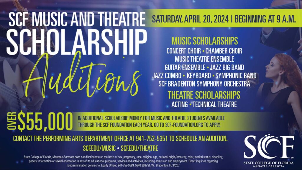 SCF Music & Theatre Scholarships Auditions Saturday, April 20, 2024