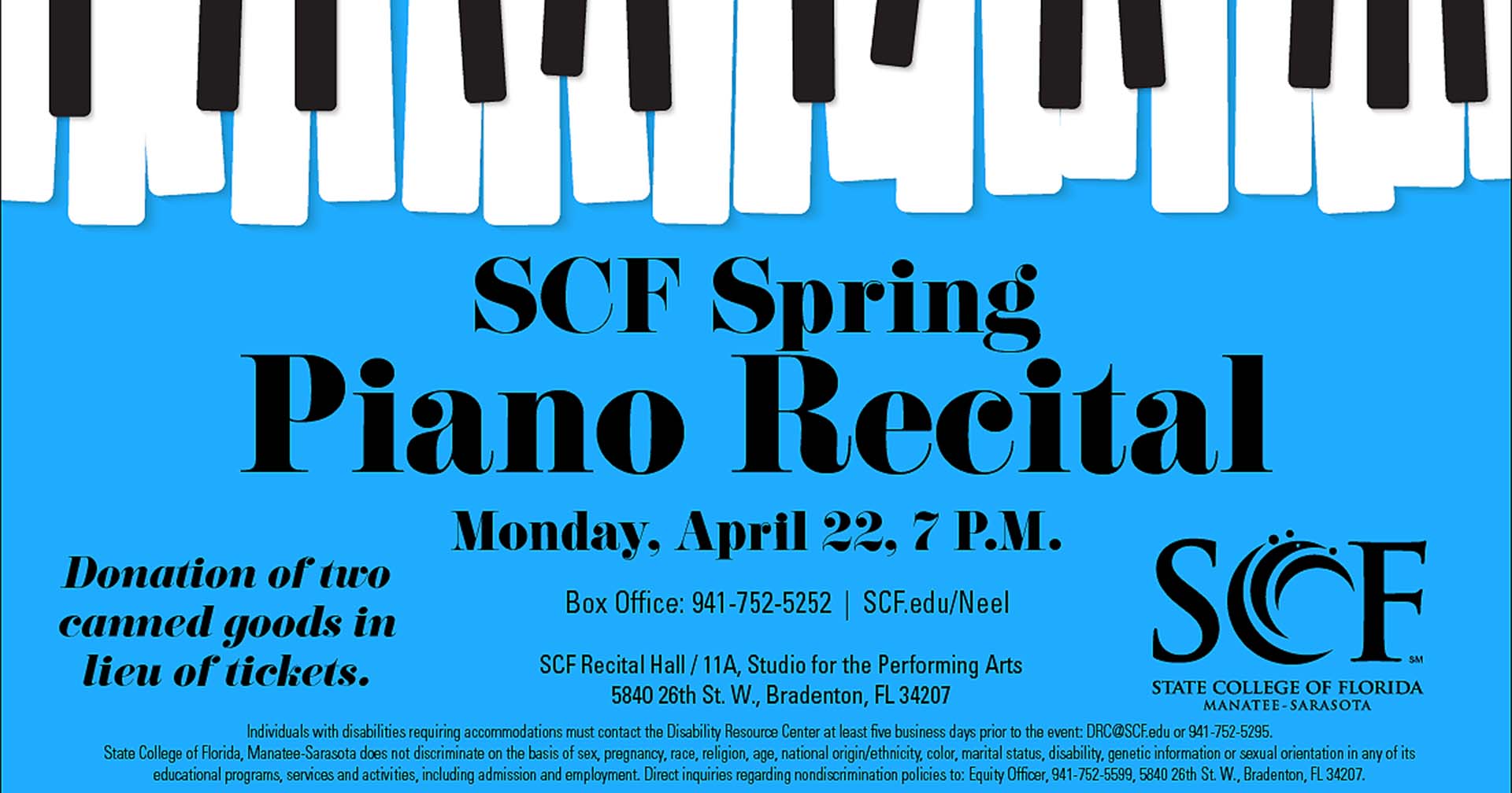 SCF Spring Piano Recital, Monday, April 22, 2024 at 7:00pm