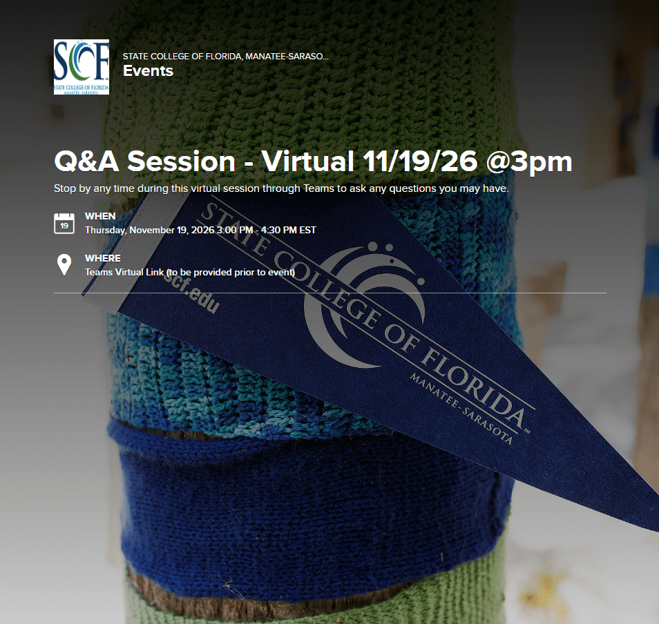 Virtual Q&A Session - 11/19/26 Stop by any time during this virtual session through Teams to ask any questions you may have. Thursday, November 19, 2026 from 3:00-4:30 p.m. Teams Virtual Link (to be provided prior to event)